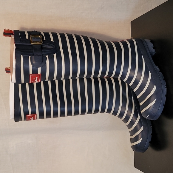 Joules Wellies French Navy Stripe Rain Garden Boots - Picture 1 of 10